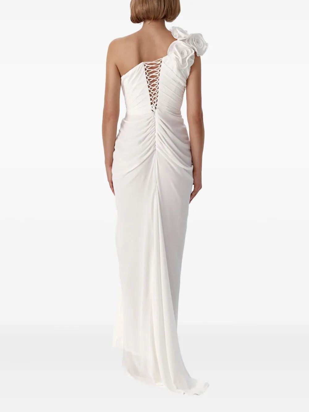 Ana Radu rose-embellished one-shoulder dress - Wit