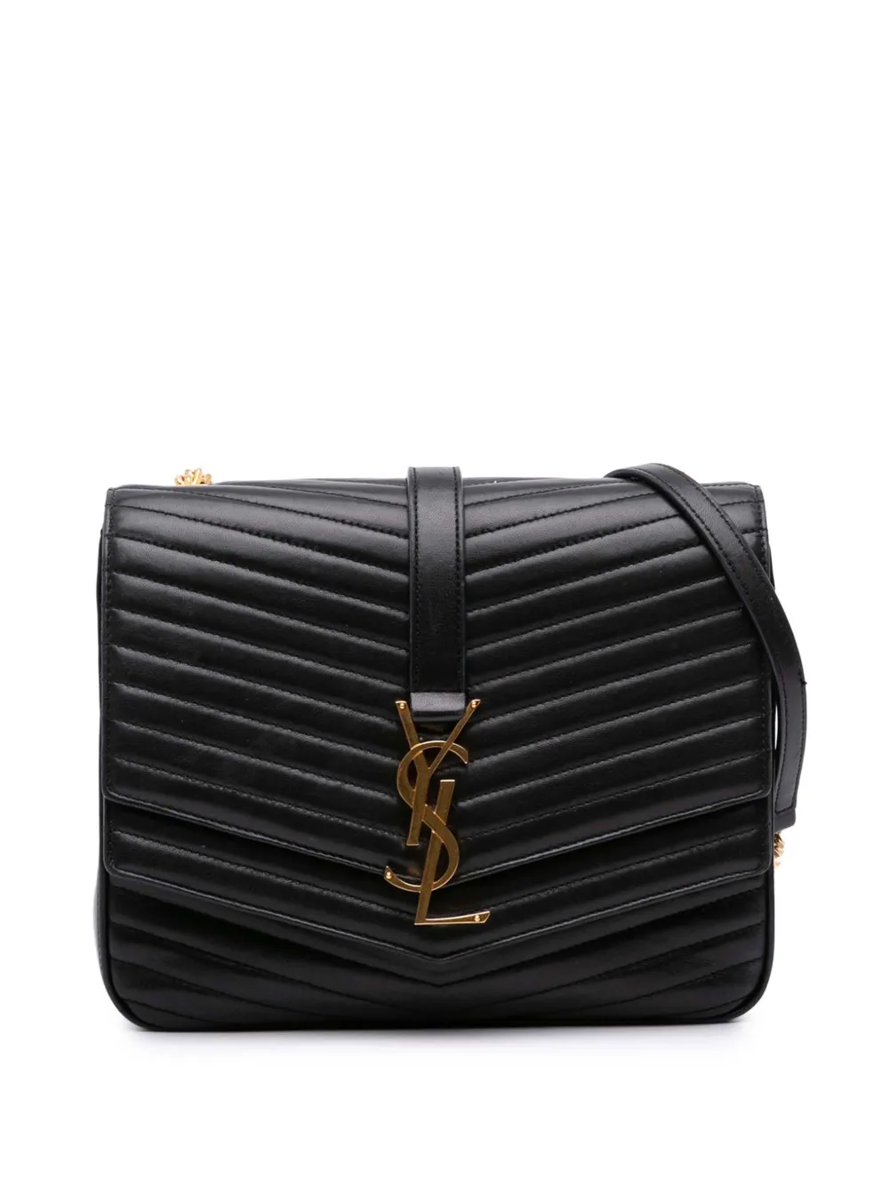 Saint Laurent Pre-Owned 2018 Medium Chevron Lambskin Monogram Sulpice Bag crossbody bag | Black | Image 1