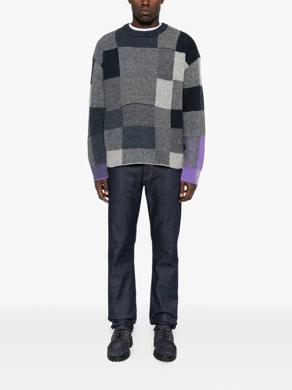 Paul Smith patchwork-panelled sweater - Blauw