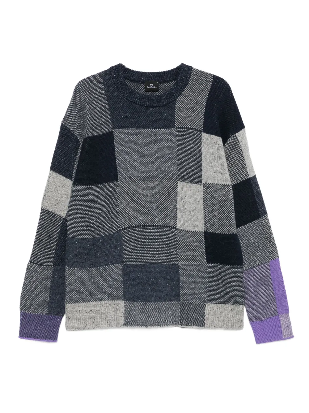Paul Smith patchwork-panelled sweater - ブルー Paul Smith patchwork-panelled sweater - ブルー