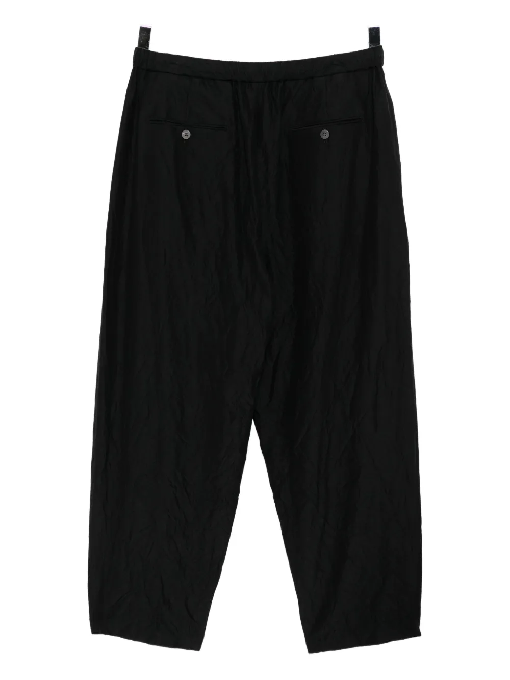 Calmlence Double Pleated Tapered Trousers In Black