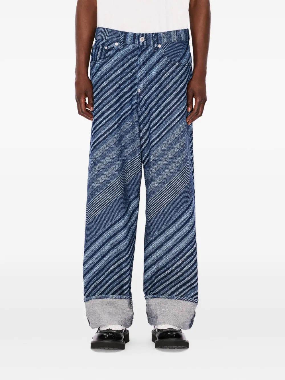 Kenzo Katoenen broek met diagonale streep Blauw