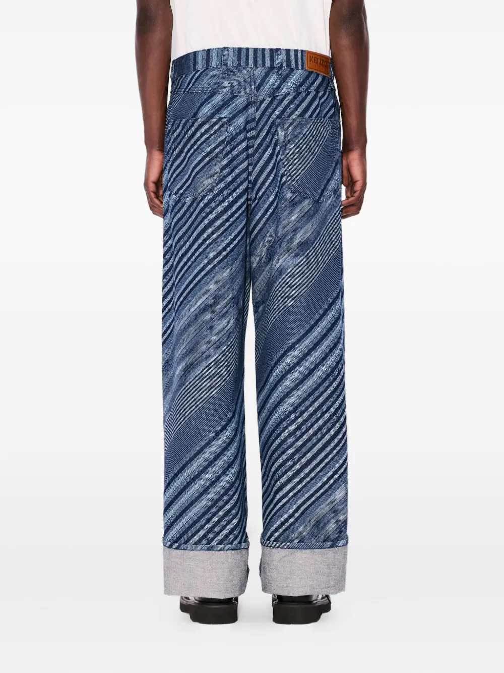 Kenzo Katoenen broek met diagonale streep Blauw