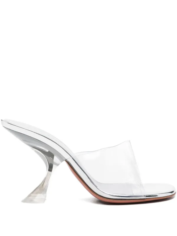 Amina Muaddi 90mm Taylor Glass Slipper Sandals White