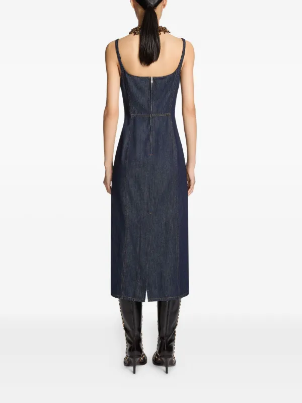 white christmas dresses Hair Down Square Neck A-Line Midi Dress Floral Denim main image 1
