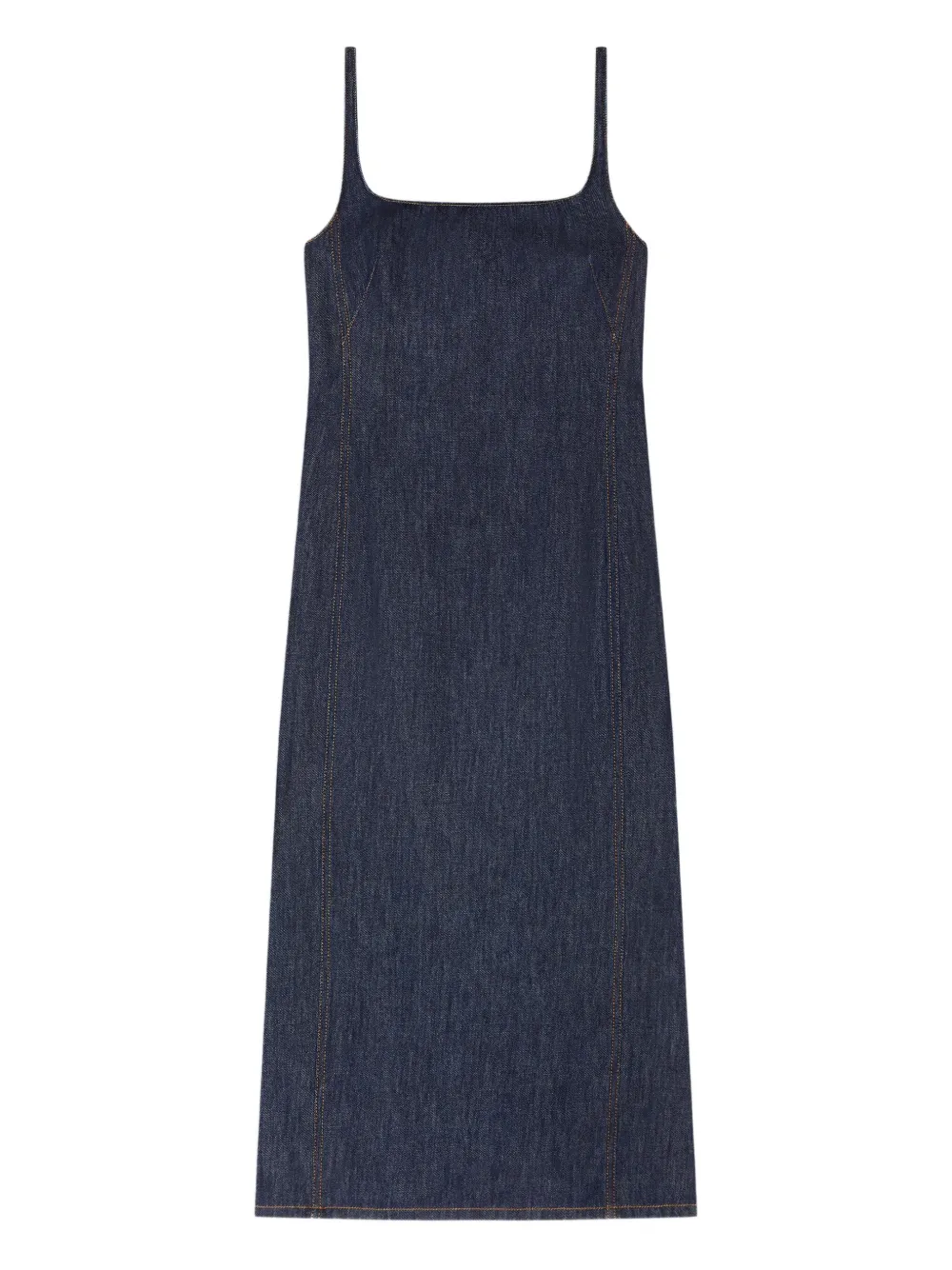 Dries Van Noten Square-neck Denim Midi Dress In Blue