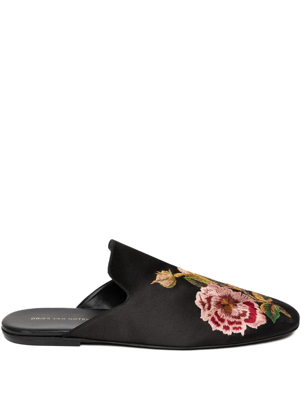 DRIES VAN NOTEN Mules con ricamo a fiori - Nero