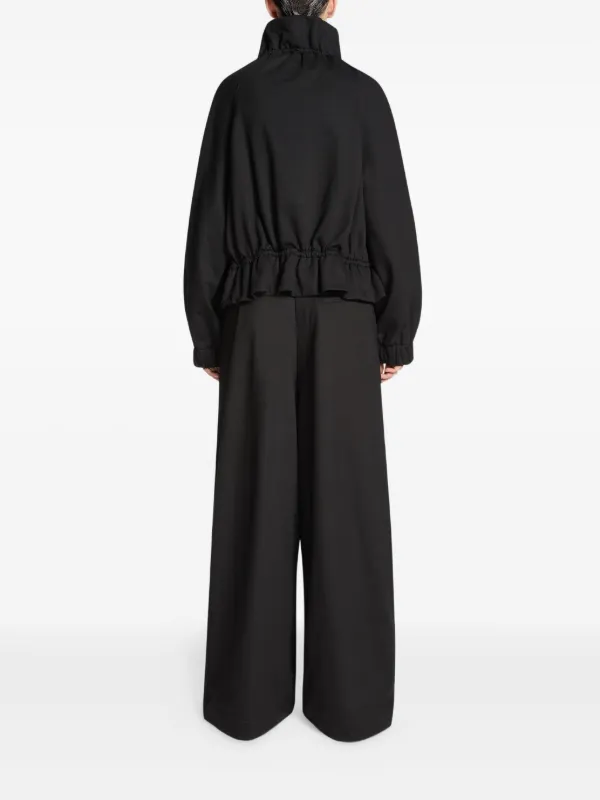 DRIES VAN NOTEN ruffled-neck zip-up Jacket | Black | FARFETCH