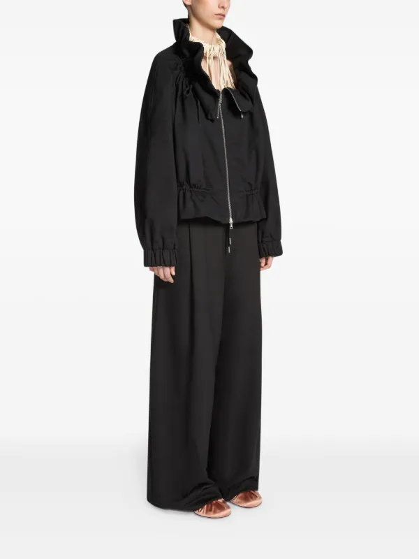 DRIES VAN NOTEN ナイロンジャケット ダブルジップ riri DRIES VAN NOTEN ruffled-neck zip-up Jacket | Black | FARFETCH