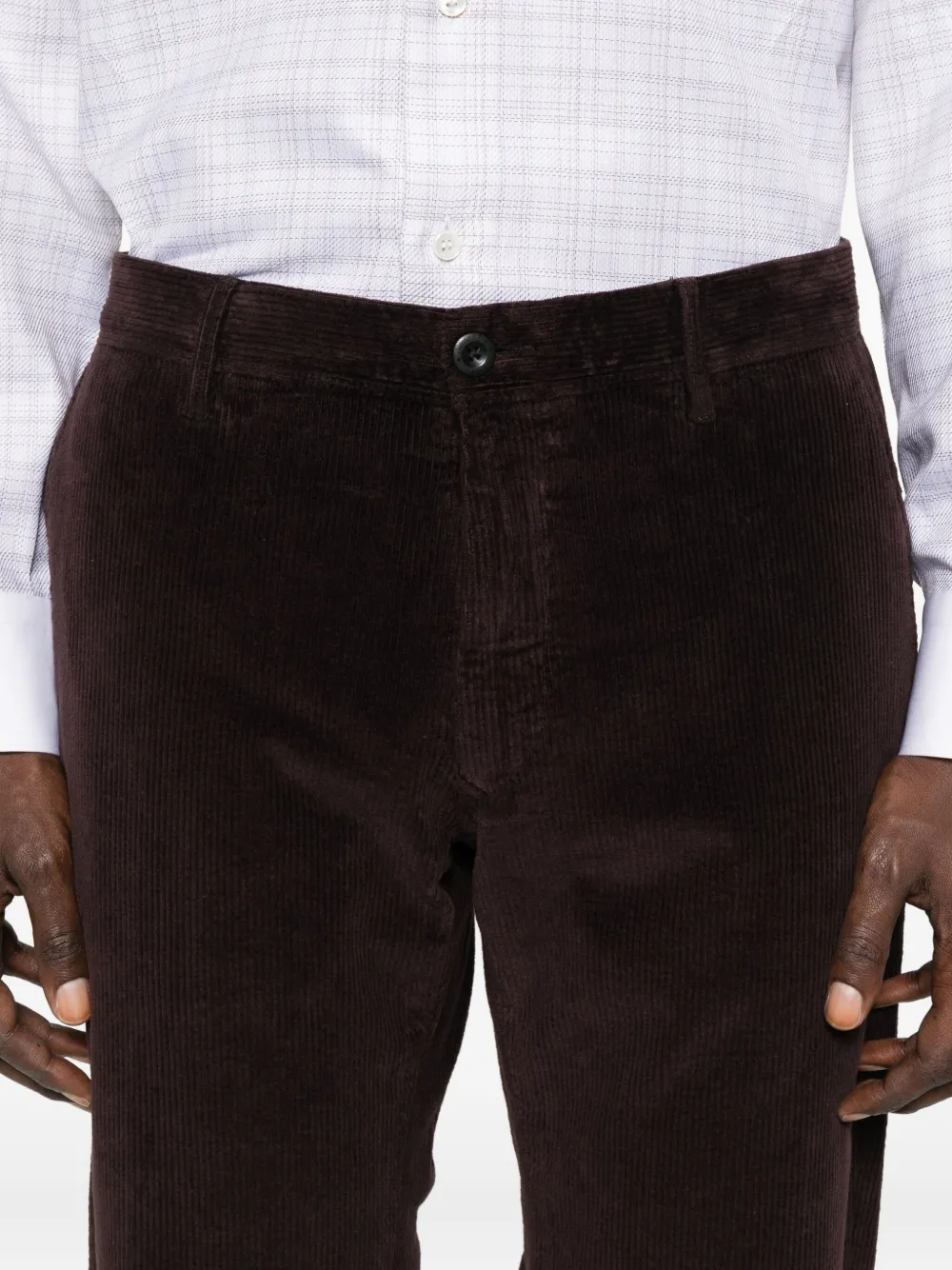 Incotex Ribfluwelen broek Bruin