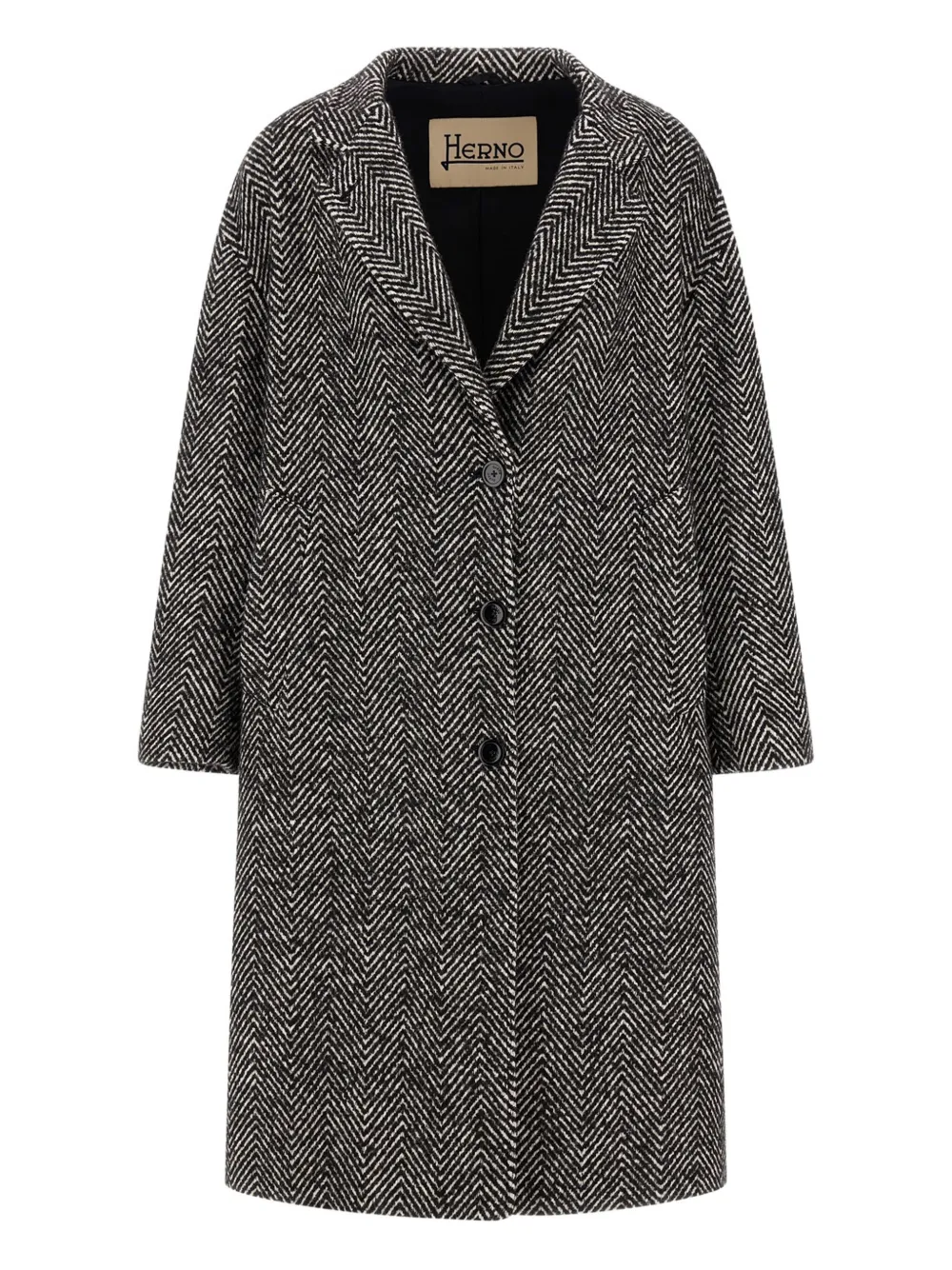 Herno Cappotto con motivo a spina di pesce - Nero