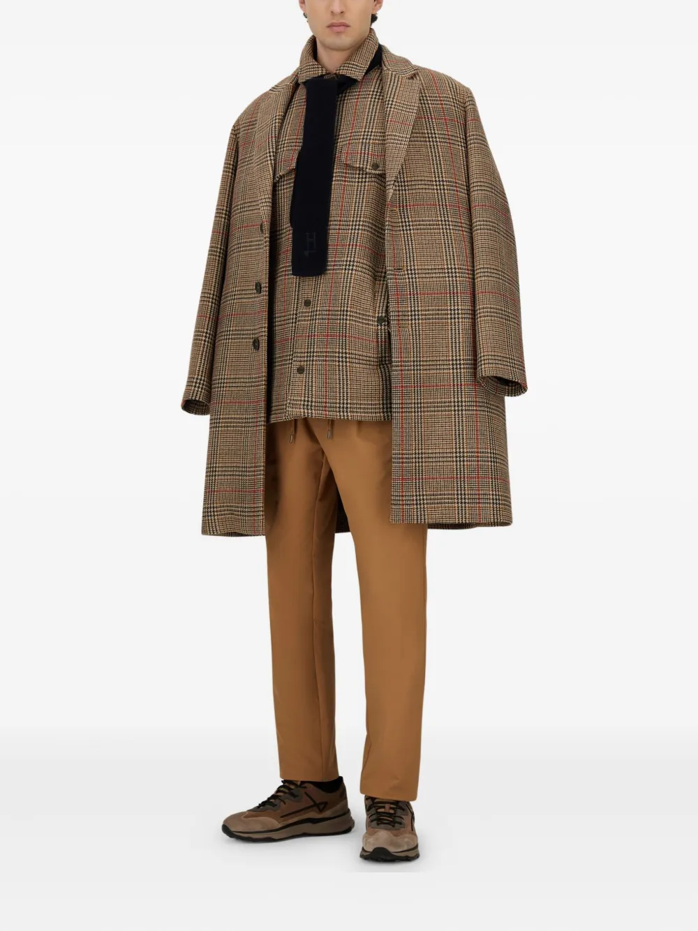 Check Three-Button Coat
