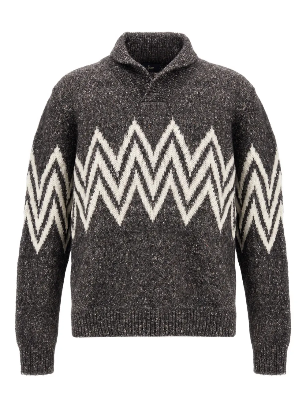 Herno zigzag-pattern collared sweater | Grey | Image 1