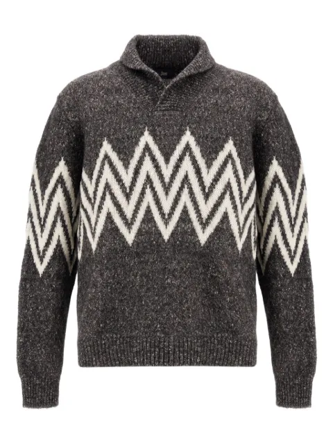 Herno zigzag-pattern collared sweater