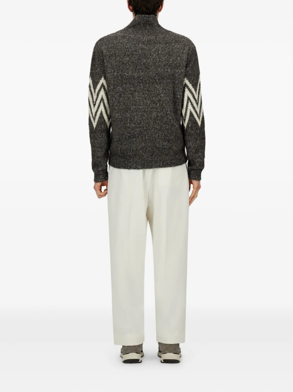 Herno Trui met zigzag patroon en kraag Grijs