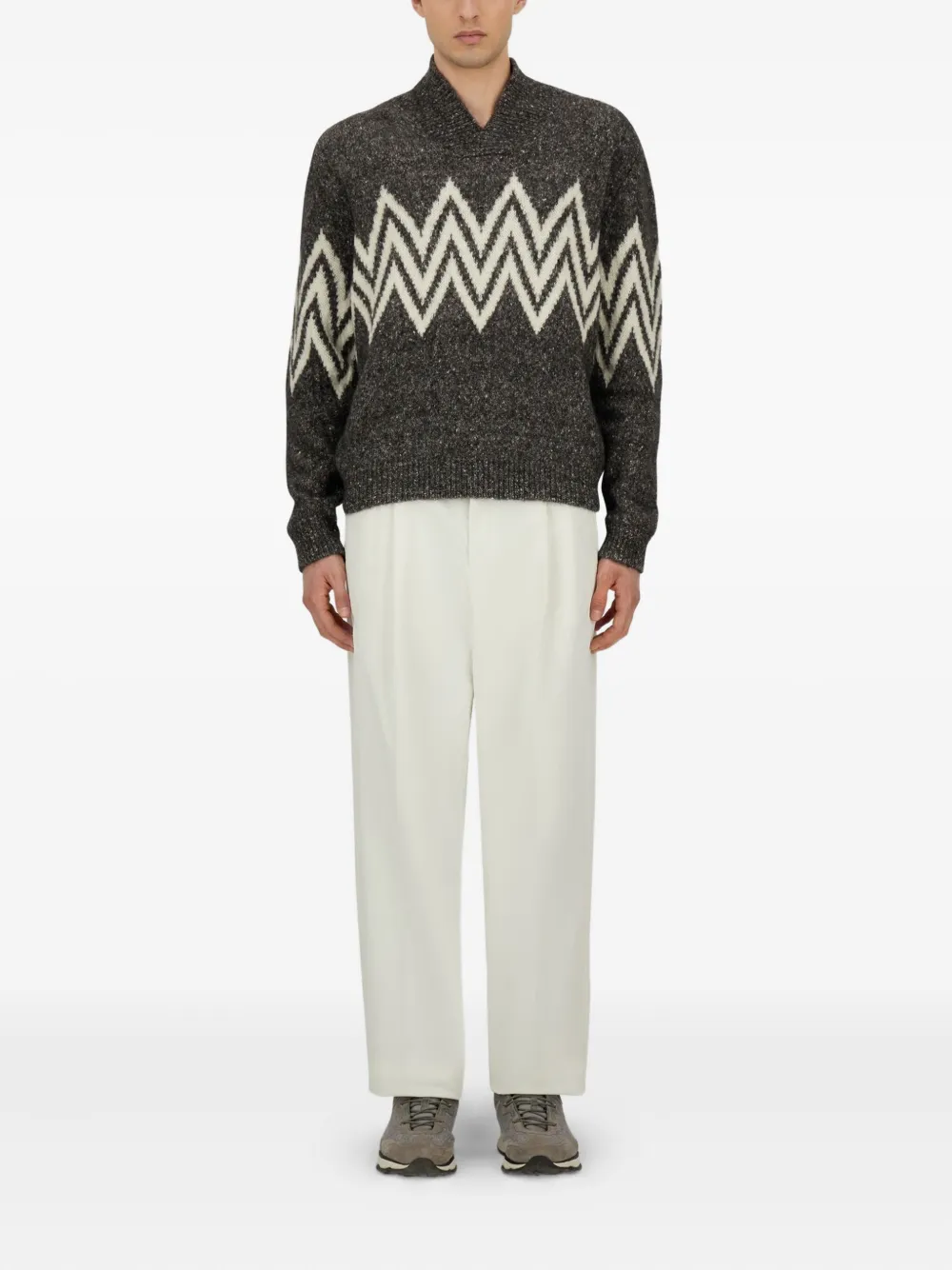 Herno zigzag-pattern collared sweater | Knitted Sweaters | Image 2