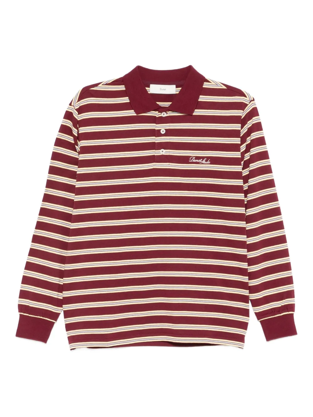 DUNST striped long-sleeved polo shirt | Red | Image 1