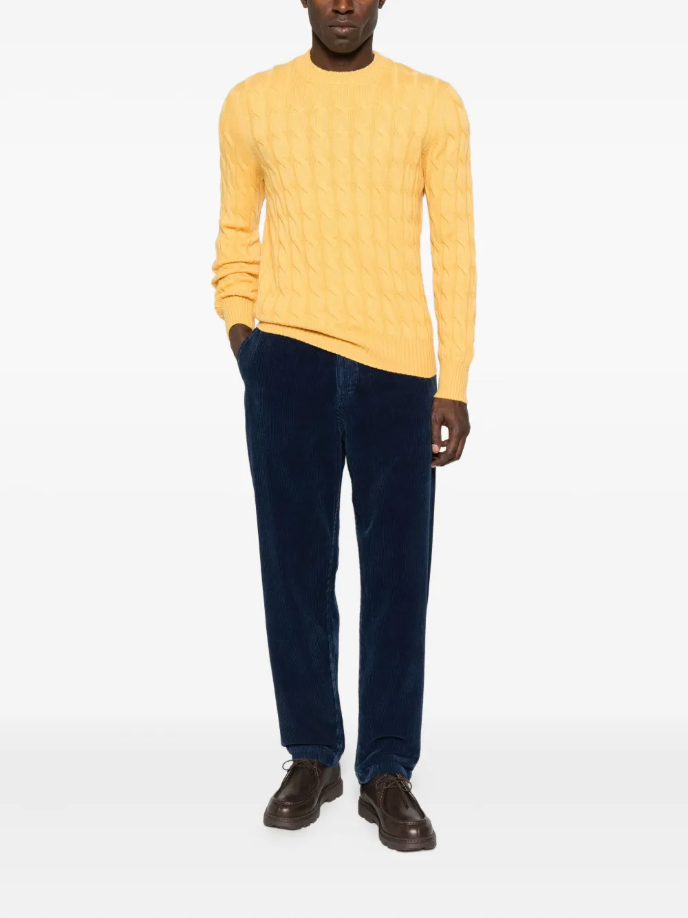 Gran Sasso cable-knit crew-neck sweater - Geel