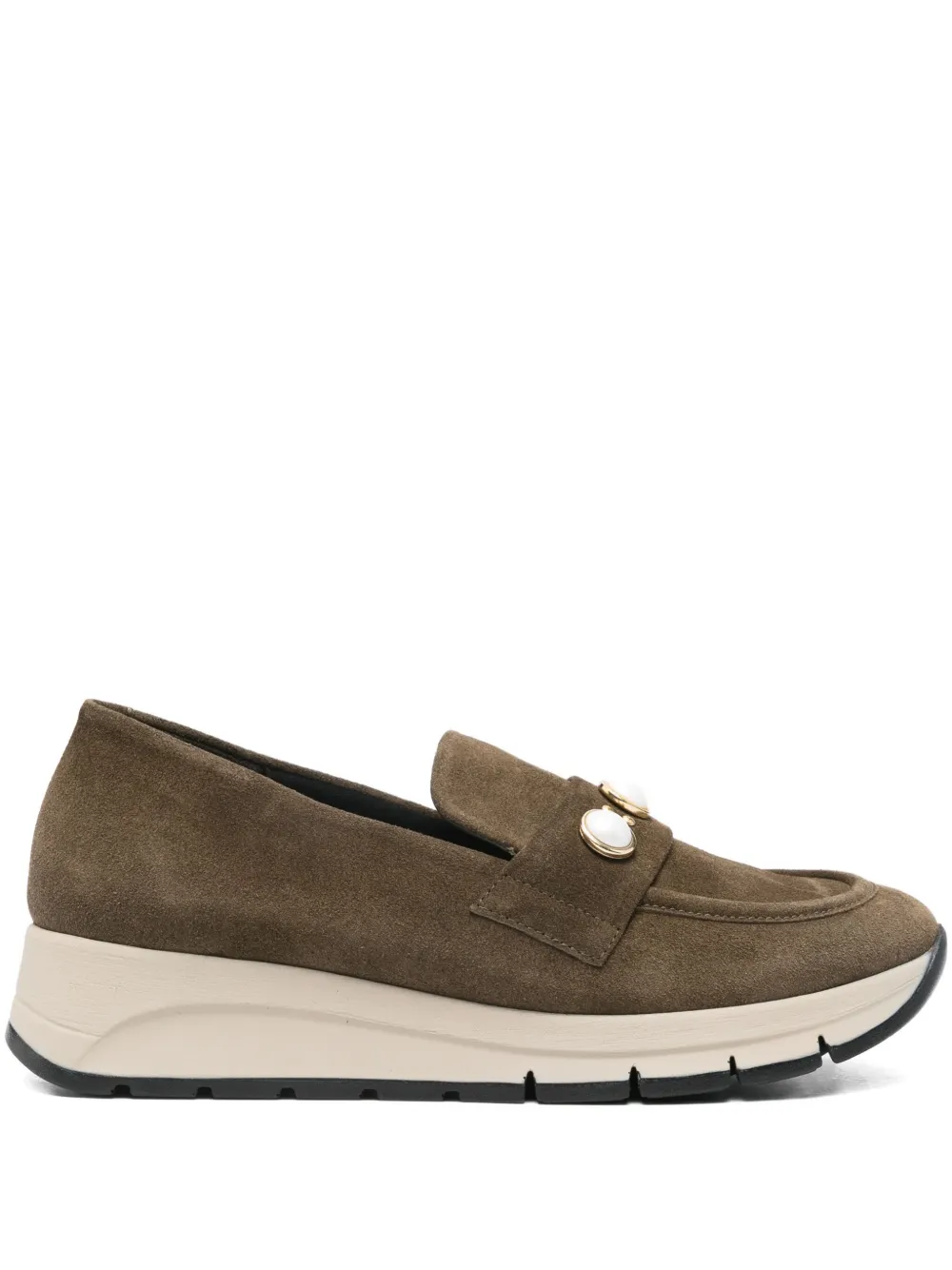 MELLUSO pearl-embellished loafers - ブラウン MELLUSO pearl-embellished loafers - ブラウン