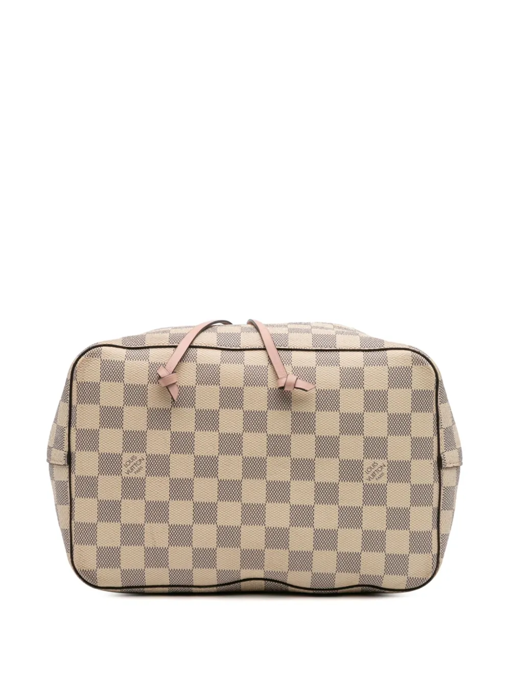 Pre-owned Louis Vuitton 2019 Damier Azur Neonoe Mm Bucket Bag In Pink