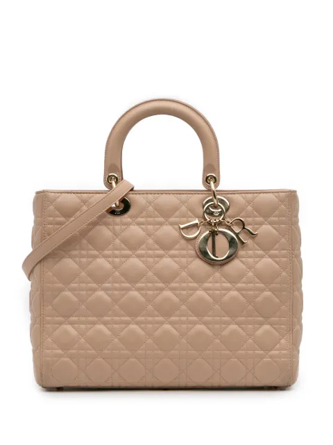 Christian Dior Pre-Owned bolsa satchel Cannage Lady Dior grande de piel de cordero 2014