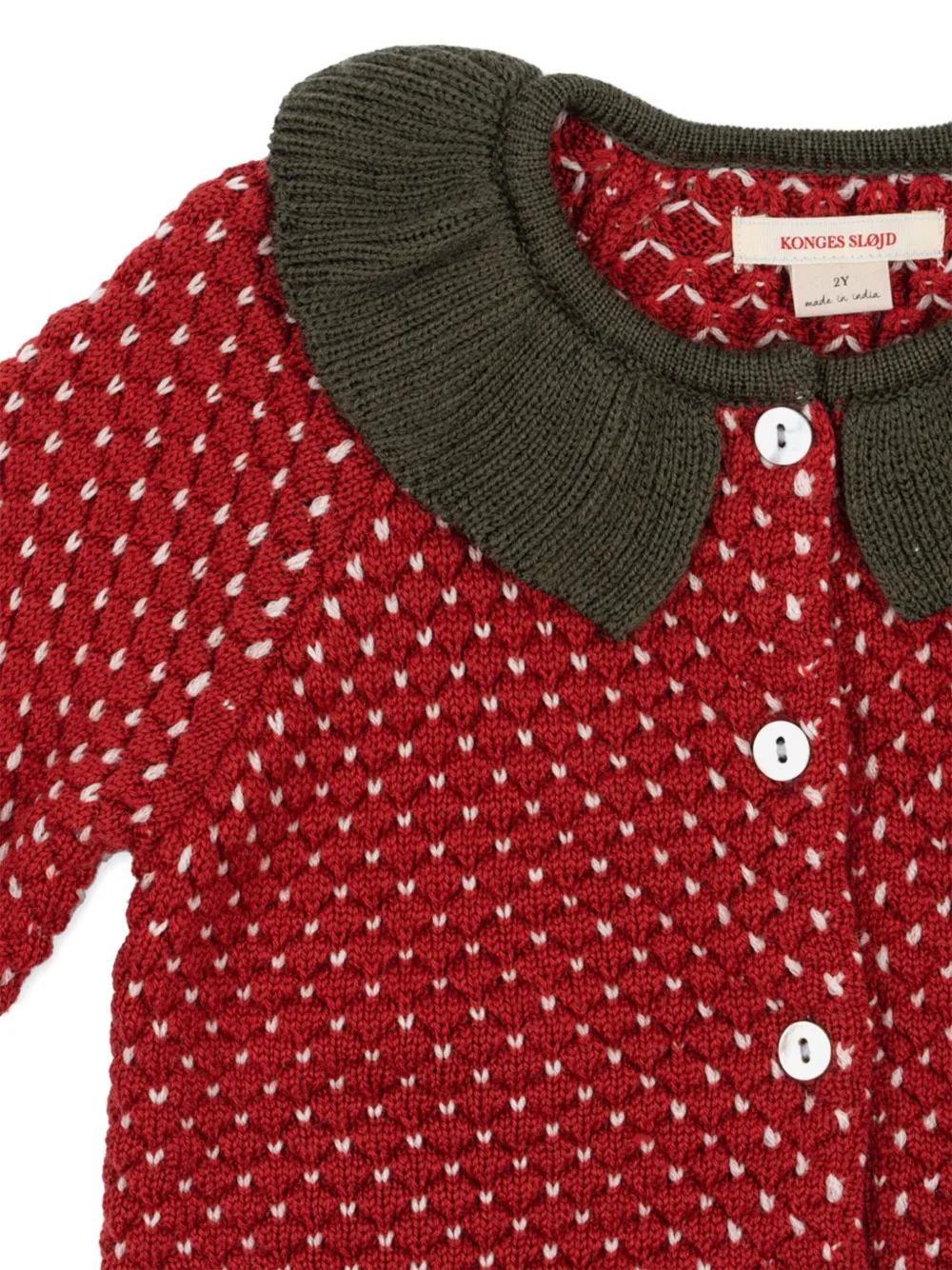 Konges Sløjd Vest met aardbeienkraag en patroon Rood