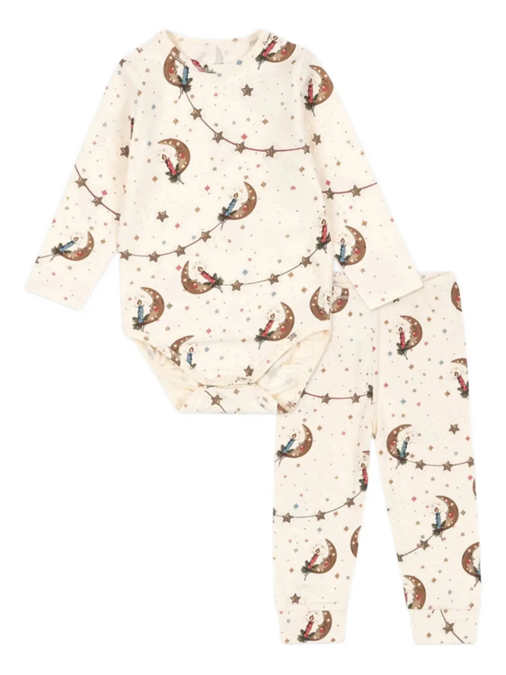 Konges Sløjd basic christmas moon star babygrow set | Neutrals | Image 1