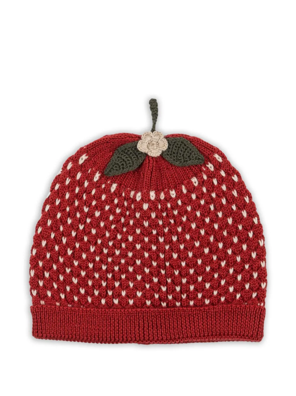 Konges Sløjd strawberry appliqué heart hat | Red | Image 1