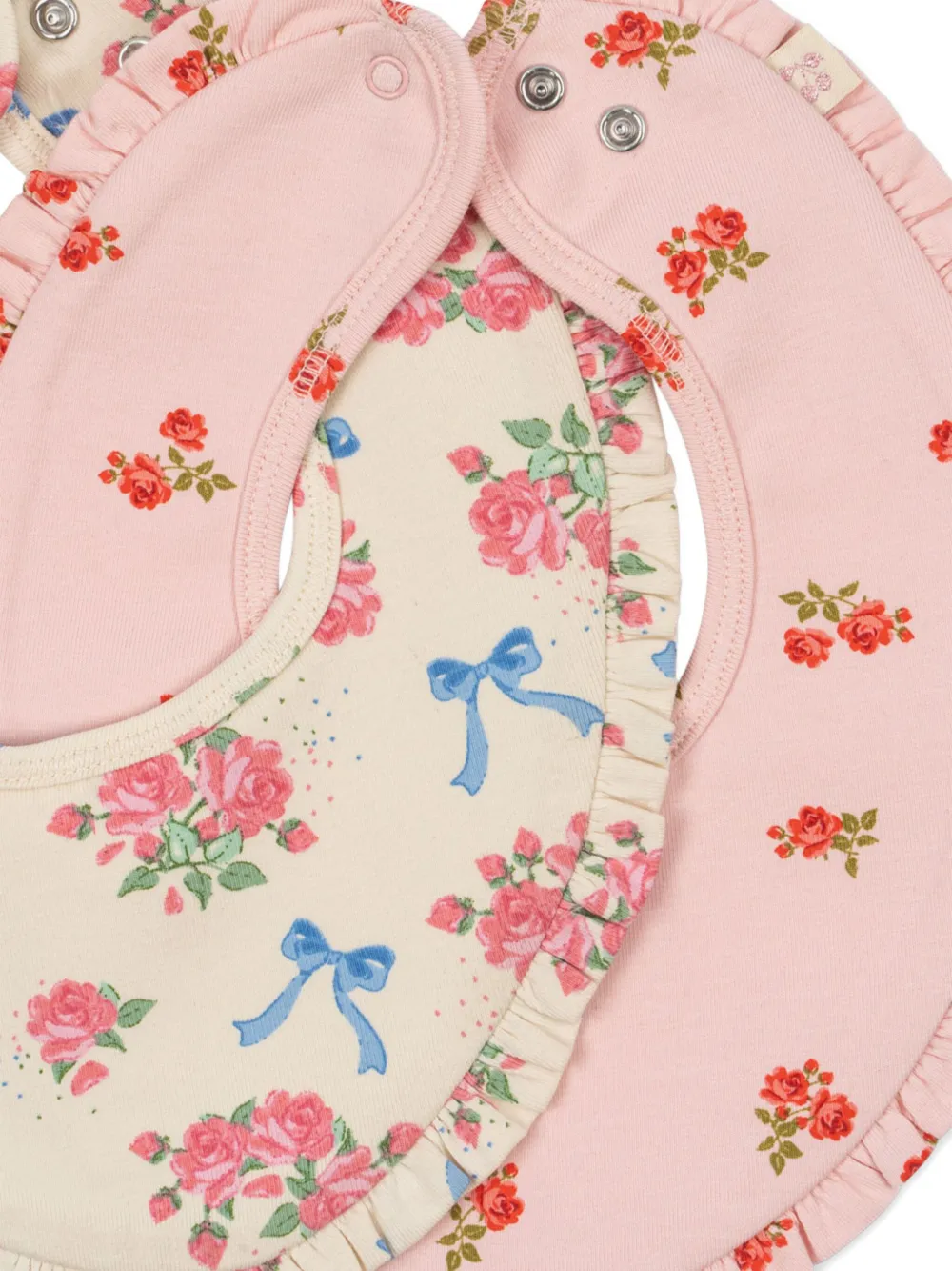 Konges Sløjd Twee slabbetjes met bloemenprint en ruches - Roze