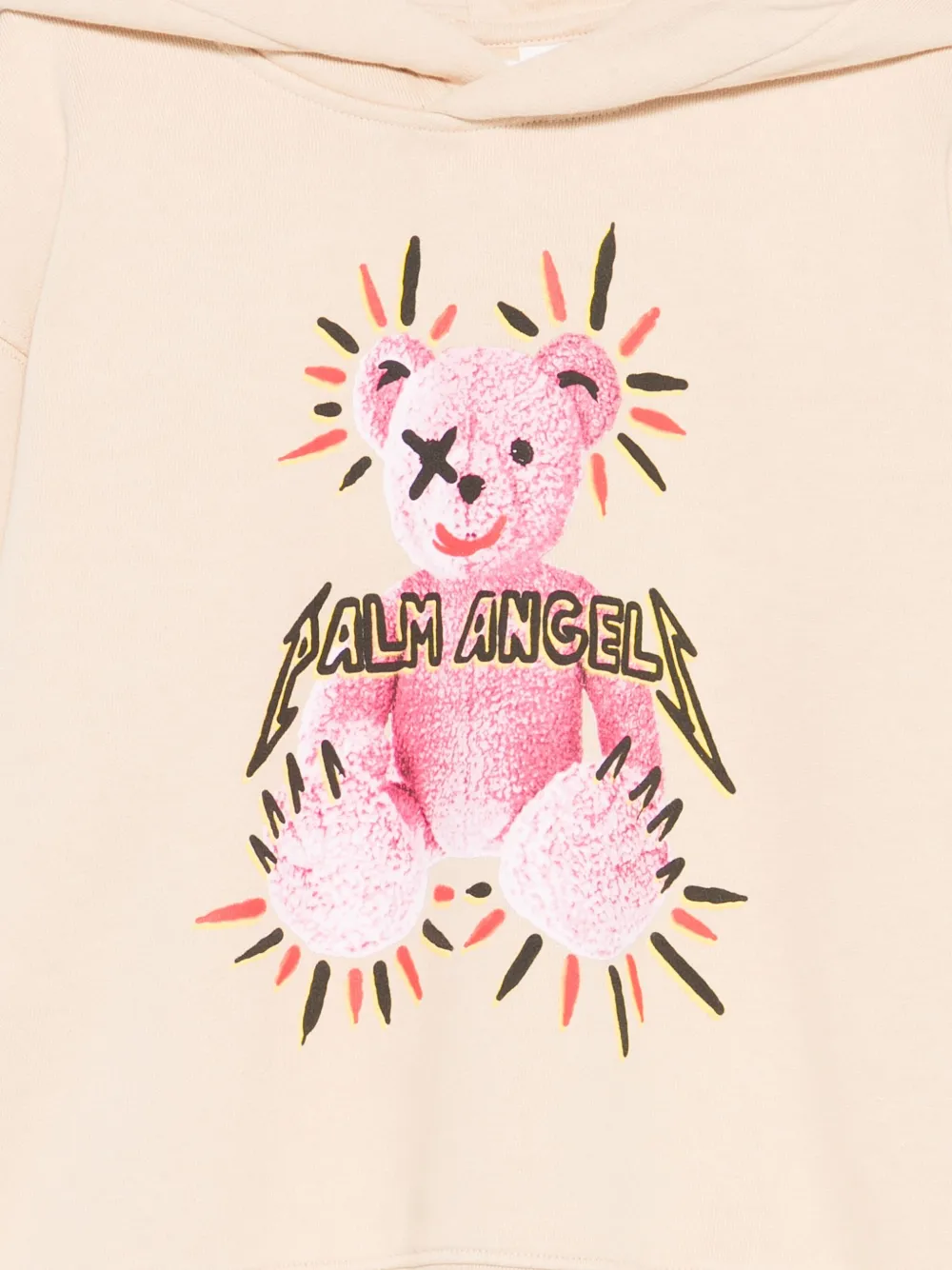 Palm Angels Teddy-print Hoodie In Neutral