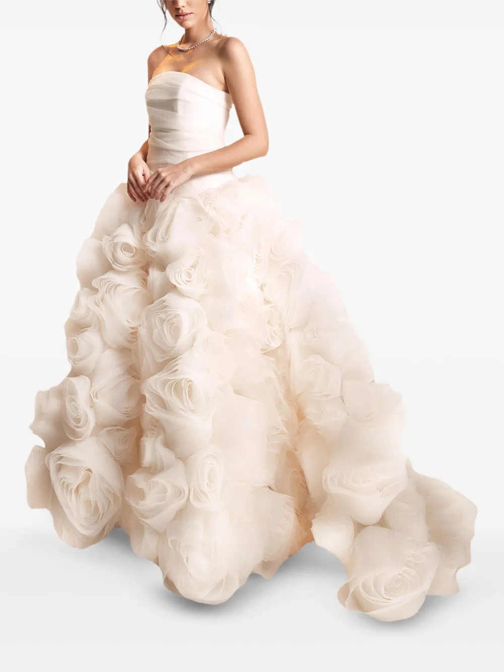 Ana Radu rose-embellished strapless maxi dress | White | Image 1