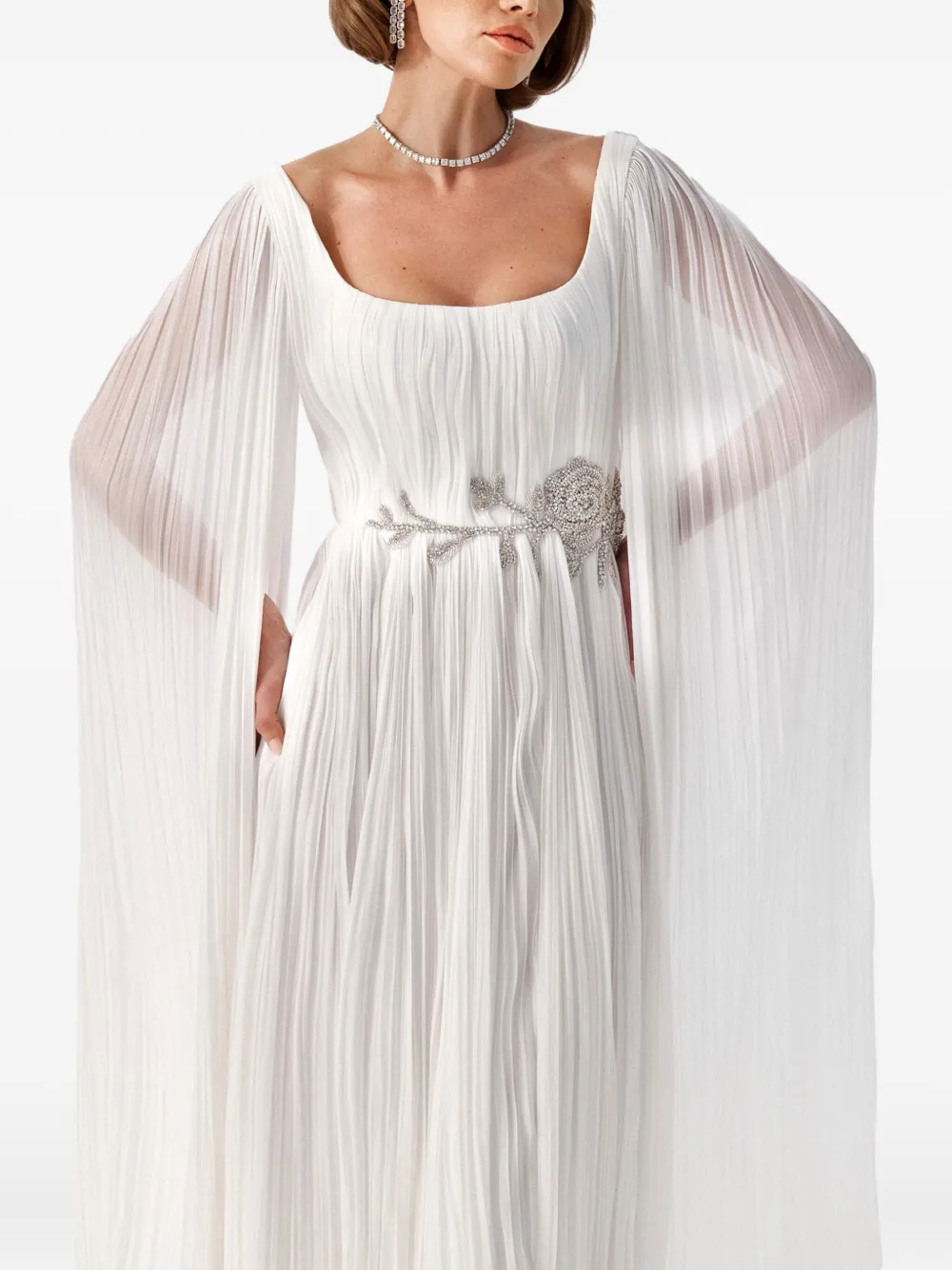 Ana Radu cape-design maxi dress - ホワイト Ana Radu cape-design maxi dress - ホワイト