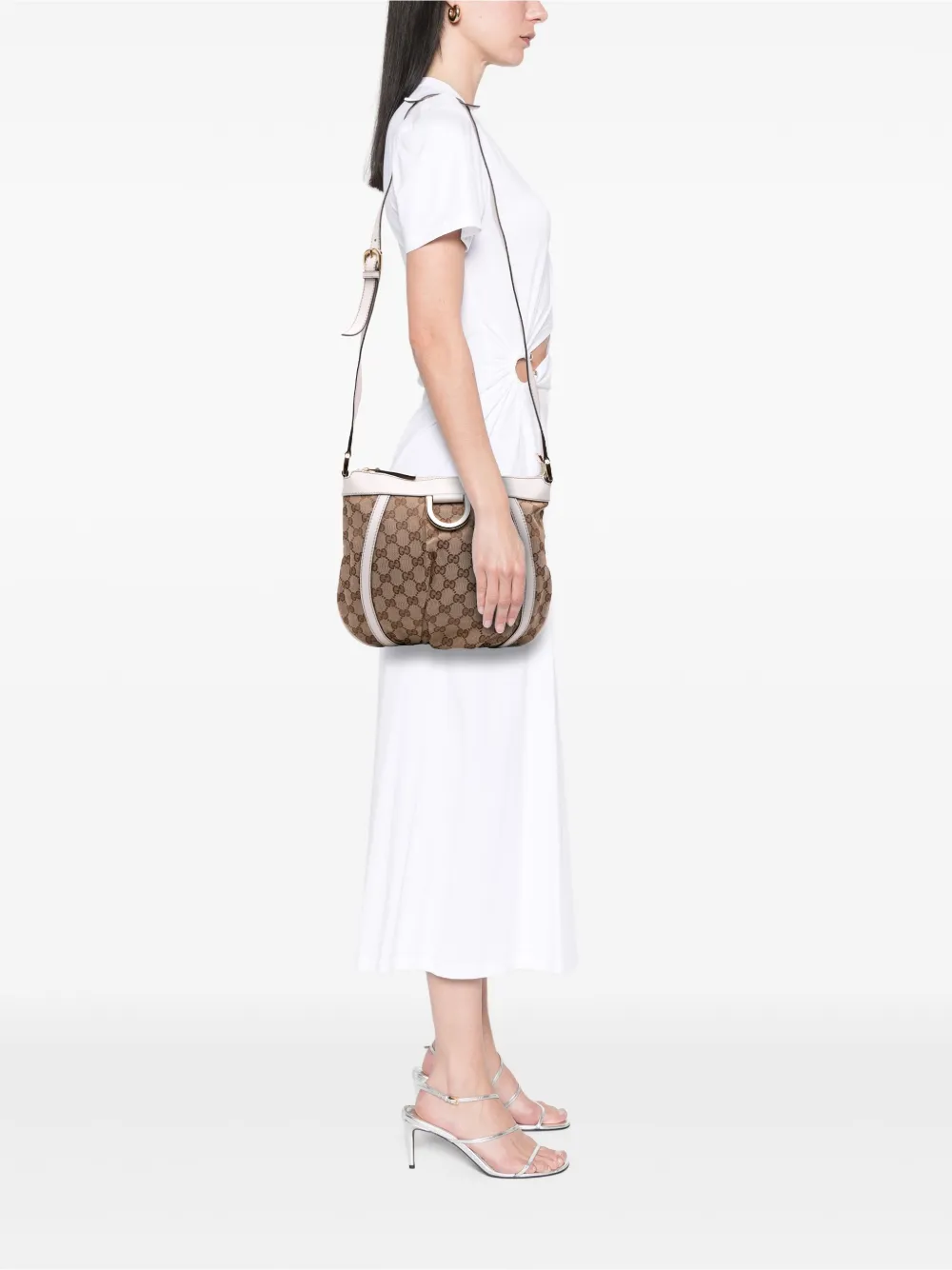 Pre-owned Gucci 2016-2025 Gg Canvas Abbey D Ring Crossbody Bag In Brown