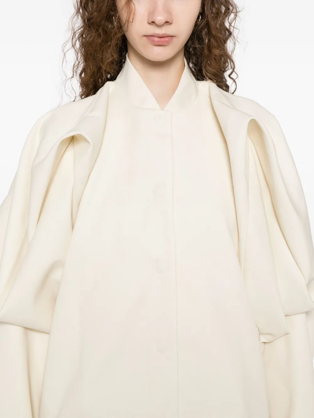 Litkovska Floral Sleeve Accents Wool Jacket In Neutral