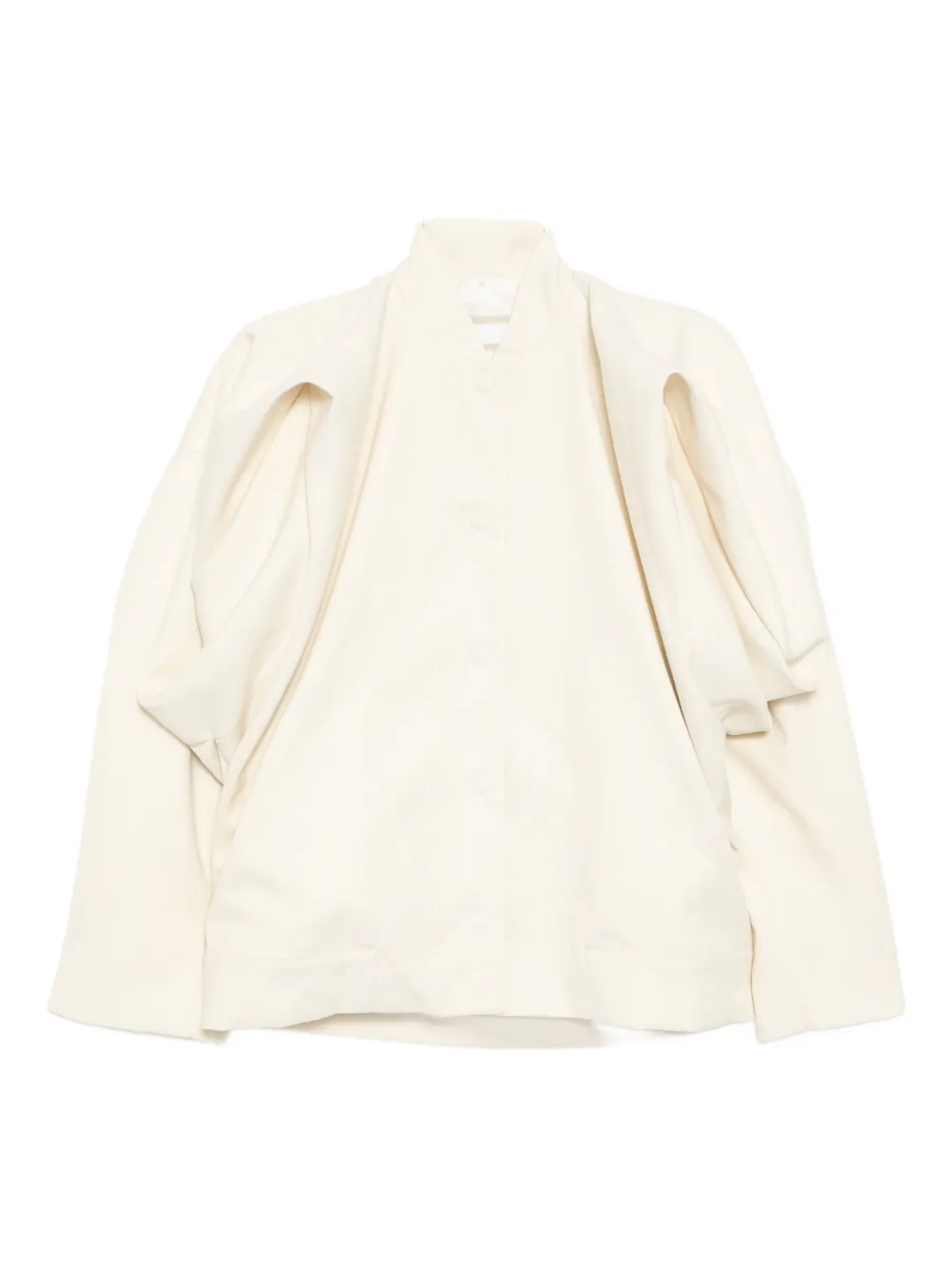 Litkovska Floral Sleeve Accents Wool Jacket In Neutral
