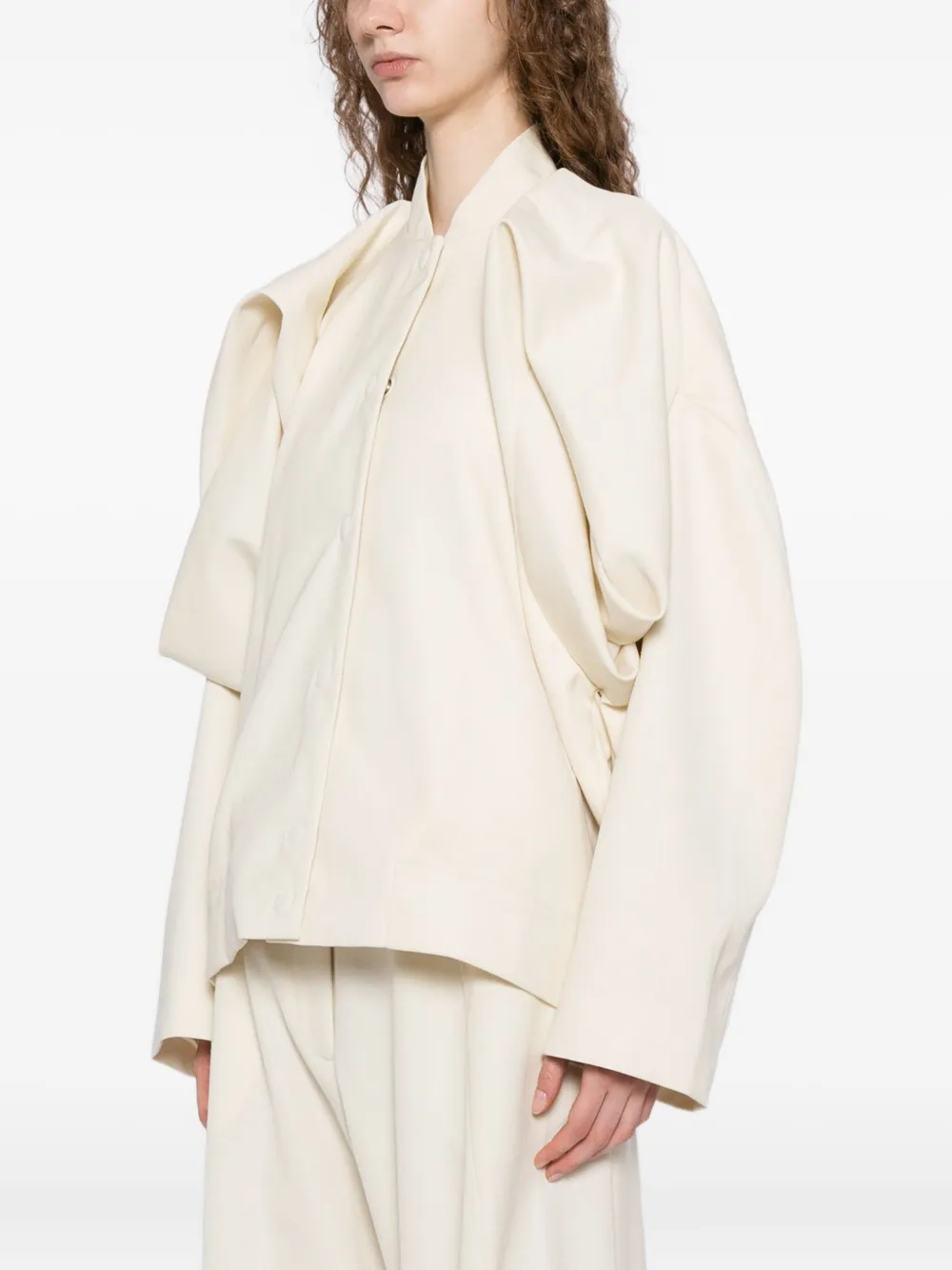 Litkovska Floral Sleeve Accents Wool Jacket In Neutral