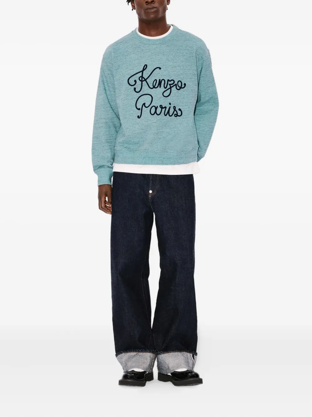 Kenzo Paris Chainstitch-embroidered logo sweatshirt - Blauw