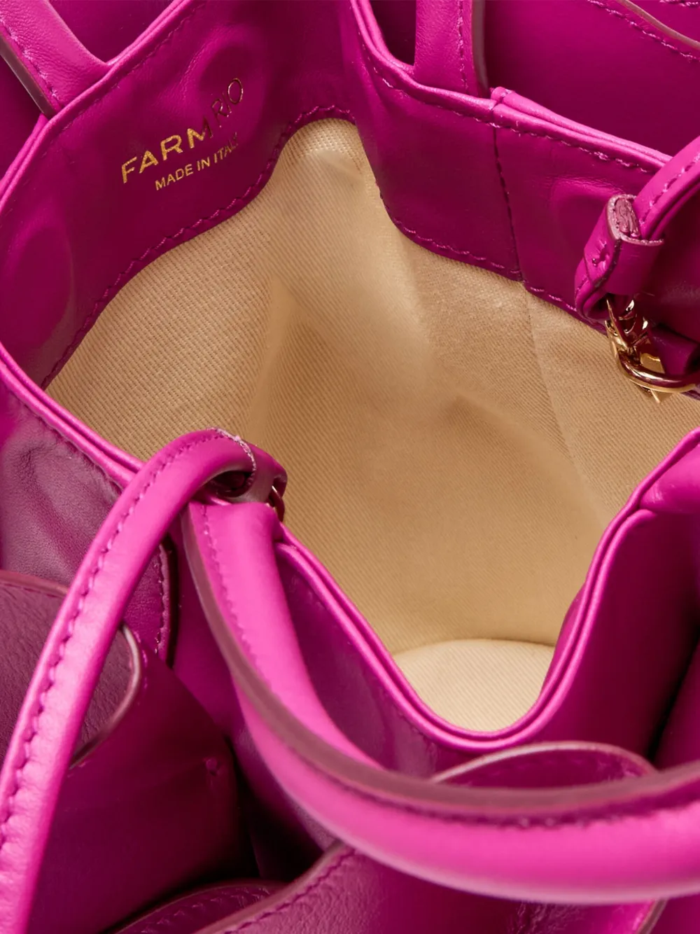 Farm Rio Fuchsia Leather Flower Bag In Pink