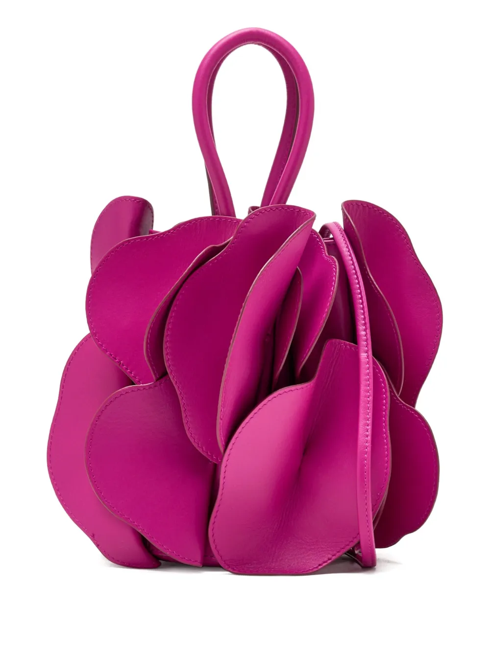 Farm Rio Fuchsia Leather Flower Bag In Pink
