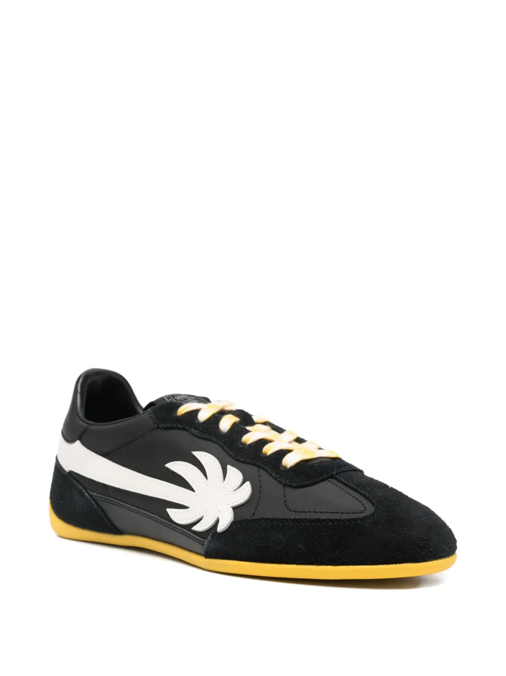 Palm Angels Pa 5 Palm-tree Suede Sneakers In Black
