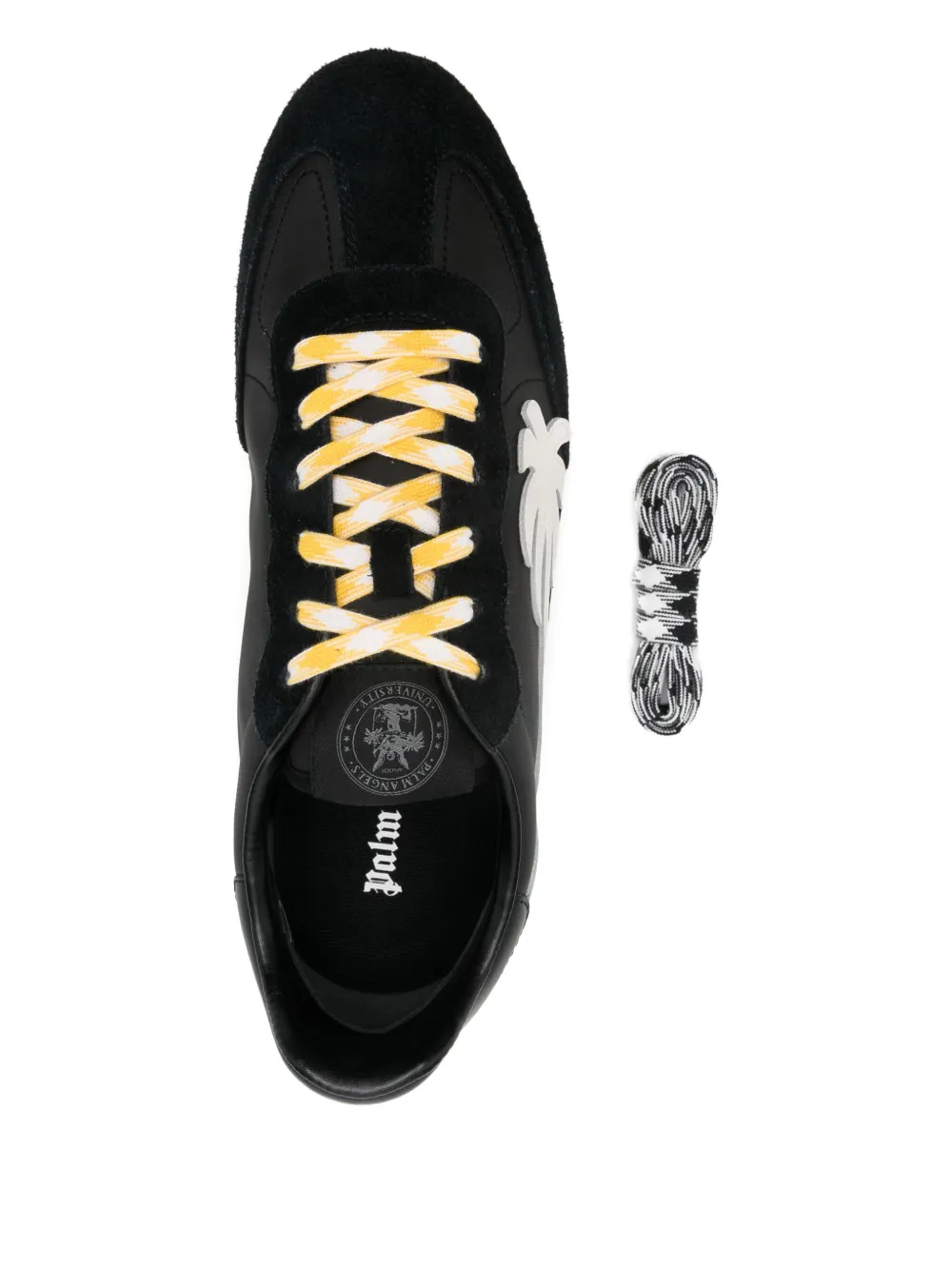 Palm Angels Pa 5 Palm-tree Suede Sneakers In Black