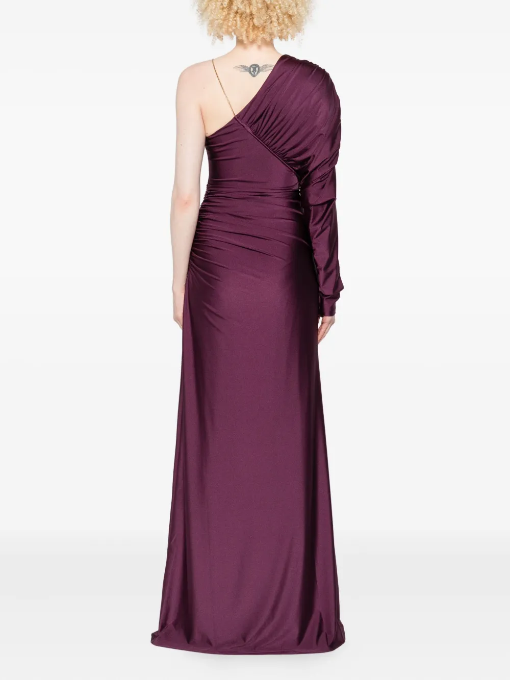 Danamè One-shoulder Chain-embellished Maxi Dress In Purple