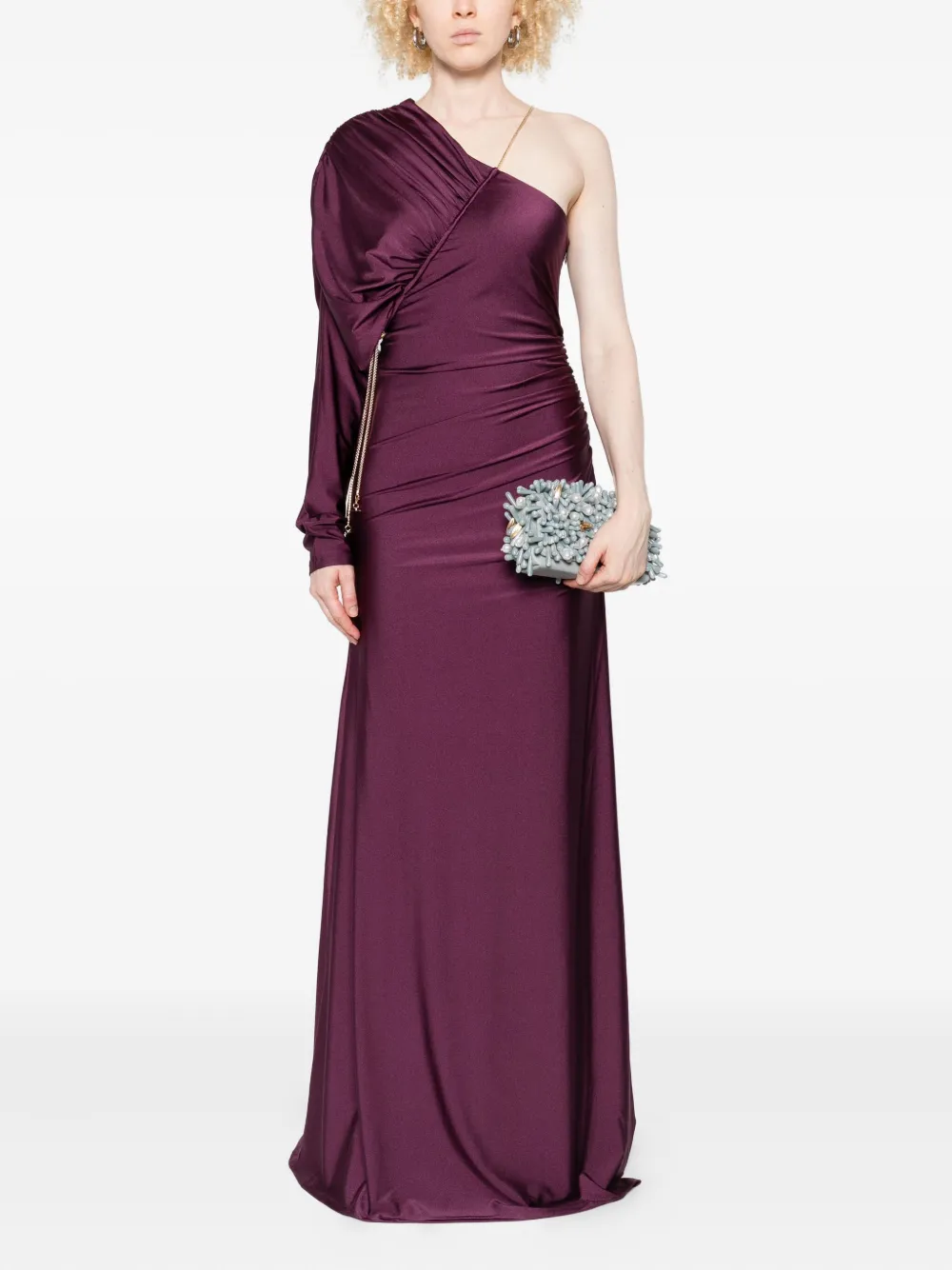 Danamé one-shoulder chain-embellished maxi dress - Paars