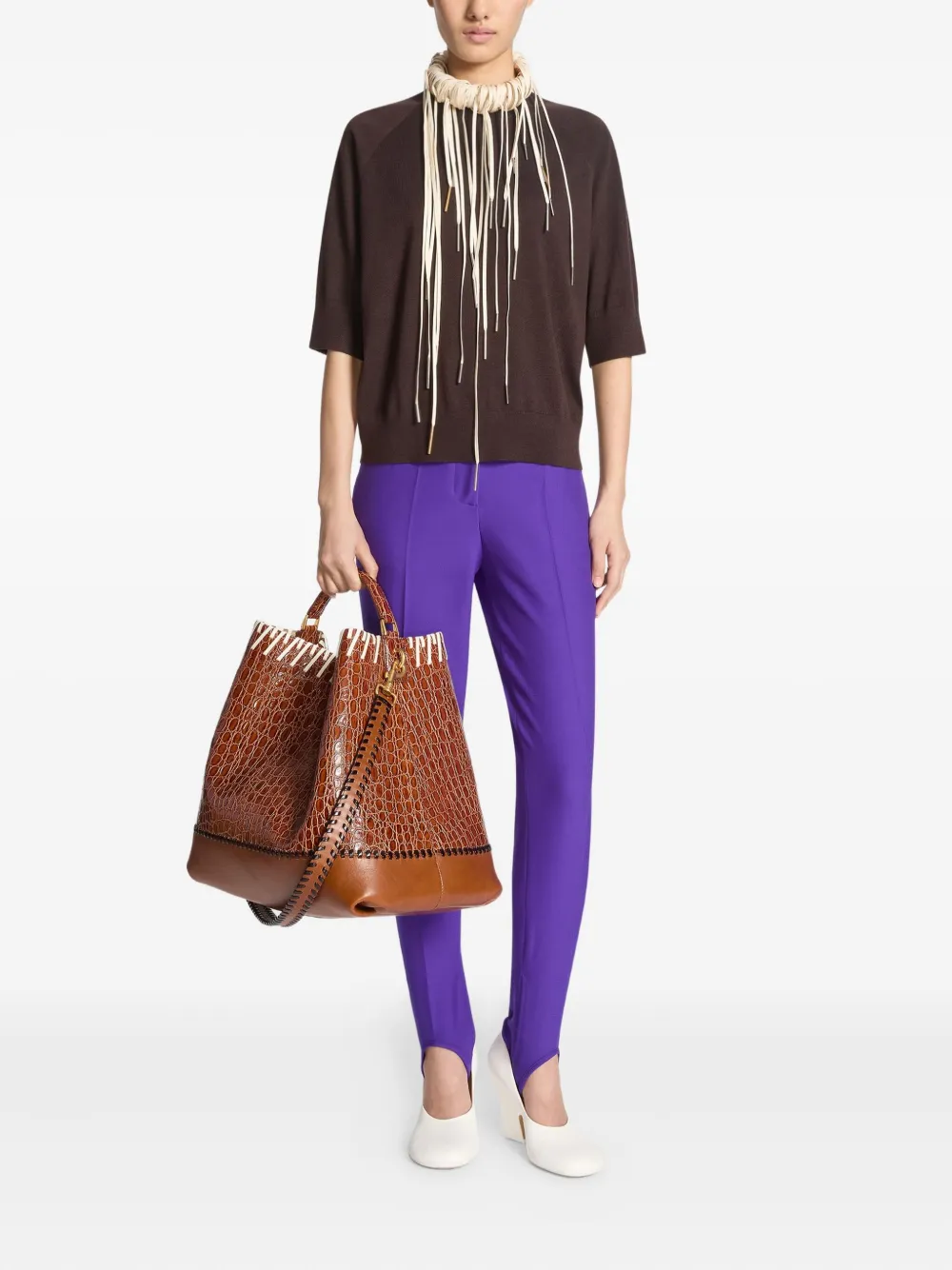 Dries Van Noten Leather Bucket Bag In Brown
