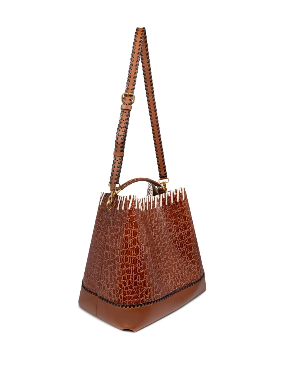 Dries Van Noten Leather Bucket Bag In Brown