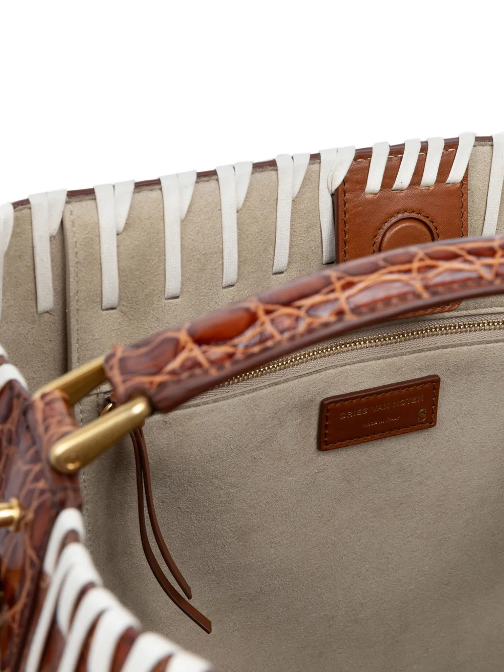 Dries Van Noten Leather Bucket Bag In Brown