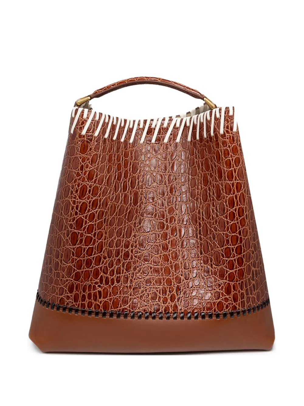 Dries Van Noten Leather Bucket Bag In Brown