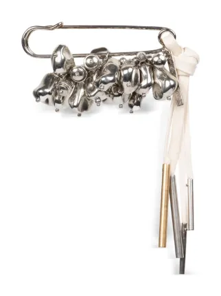 DRIES VAN NOTEN ピンバッジ　ブローチ DRIES VAN NOTEN Large Embellished safety-pin Brooch | Silver