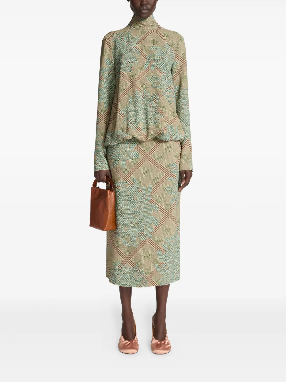 DRIES VAN NOTEN Jurk met hoge hals - Groen