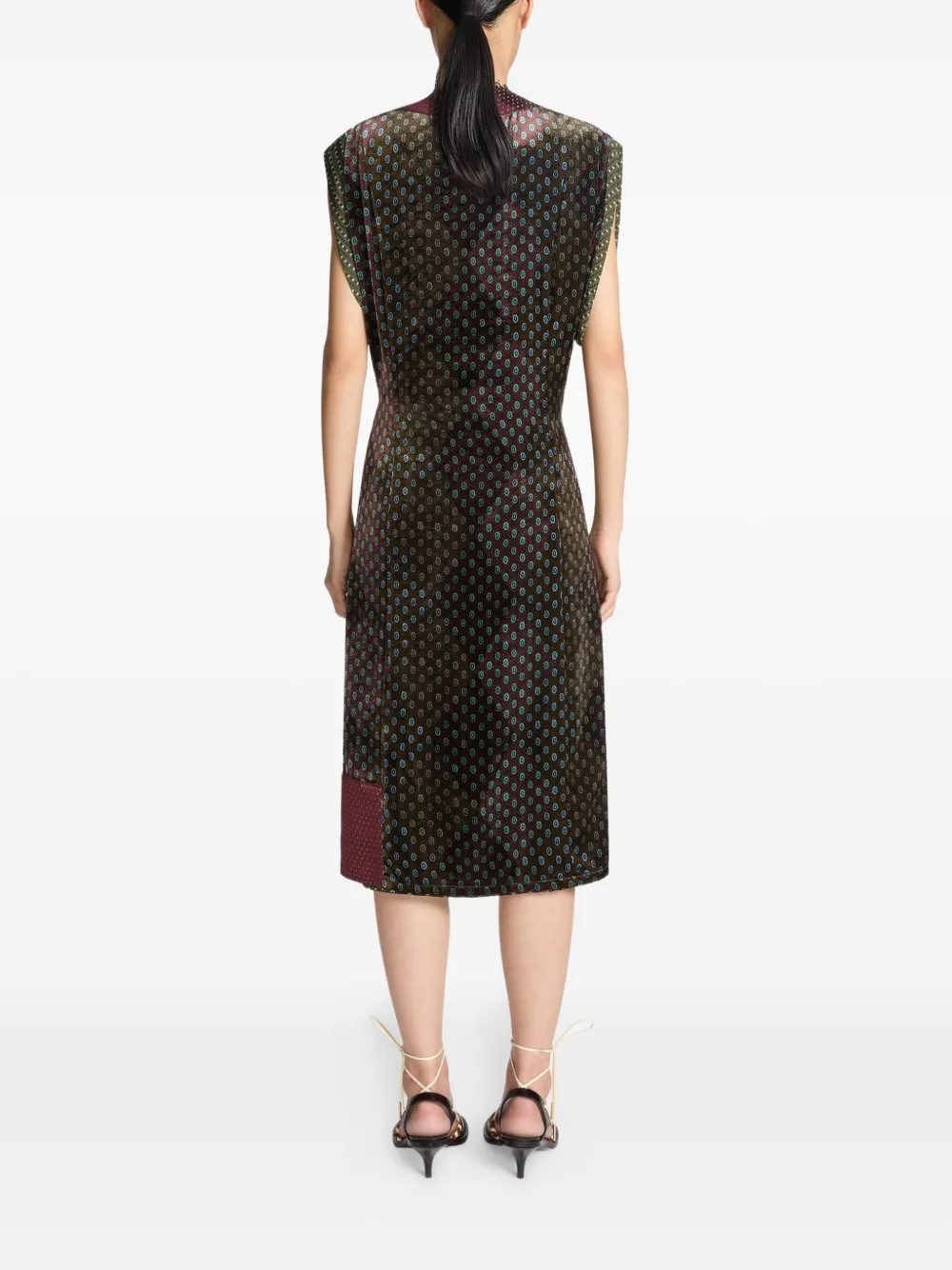 Dries Van Noten Velvet Patterned Wrap Dress In Black